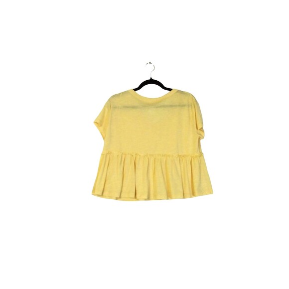 SO Top Women's M Short Sleeve V-Neck Baby Doll Flounce Ruffle Yellow Stretchy - Picture 2 of 7